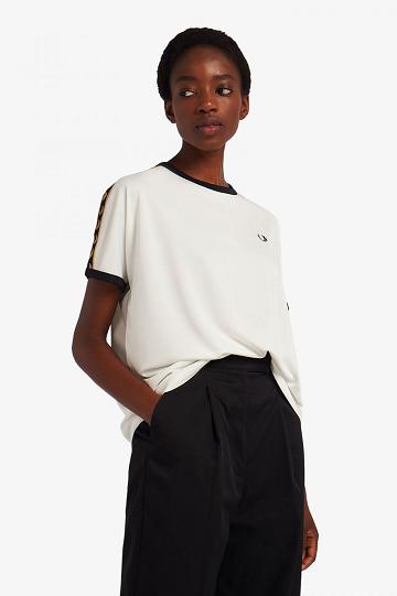 Fred Perry Boxy Taped Ringer Naisten T Paidat Valkoinen | FI 1024YXFU